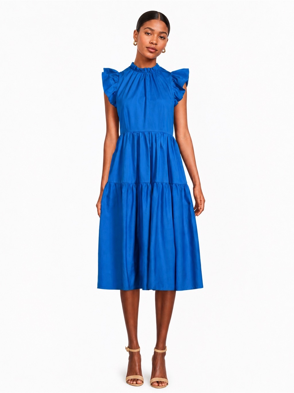 Antonio Melani x Kimberly Whitman Tabitha Tiered Ruffle Sleeve Midi Dress SZ 0